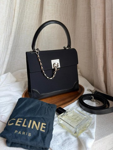 稀有中古包Celine Vintage懷表鎖扣魚骨鏈條迷你手提包Mini Kelly