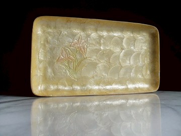 【老時光 OLD-TIME】早期二手國外進口手工製貝殼盤工藝品-5