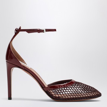 High dark red mesh pumps