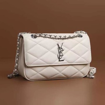 法國MKBM輕奢真皮菱格鏈條包女高級質感復古斜挎包新款單肩腋下包