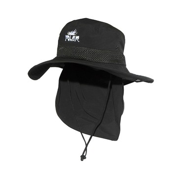 日本限定 POLER 2WAY LONG BRIM SUNGUARD HAT 風格戶外穿搭漁夫帽/遮陽戰術帽/ 可收摺隱藏式遮陽裁片 / 黑色