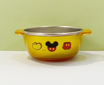 【震撼精品百貨】Micky Mouse_米奇/米妮 ~迪士尼兒童不銹鋼雙耳碗-黃米奇(S)#05290