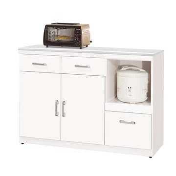 MUNA家居   祖迪白色4尺岩板餐櫃/碗盤櫃/下座   121X41X85.2cm