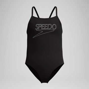 SPEEDO ENDURANCE+ LOGO 女孩連身泳裝 黑 SD8A000207002【樂買網】