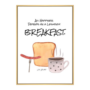 早安晨之美 木框 1入 PS環保樹脂框+油畫布+松木內框  70 x 50cm  木色