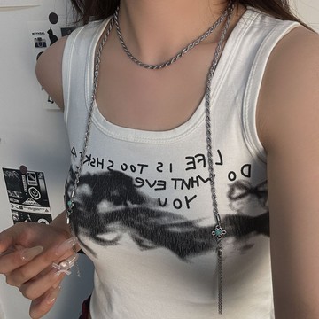 【台灣公司 可打統編】免運 復古民族綠松石流蘇長項鏈簡約纏繞修身腰鏈氣質高級感鎖骨鏈飾品 可開發票 全館五折 工廠現貨直銷 新品特價 z9211