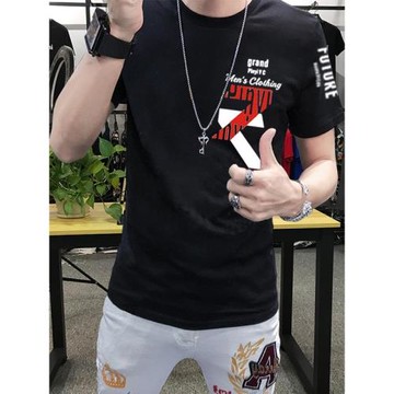 男士t恤短袖純棉潮牌 潮流字母印花歐貨時尚圓領日常體恤上衣服潮