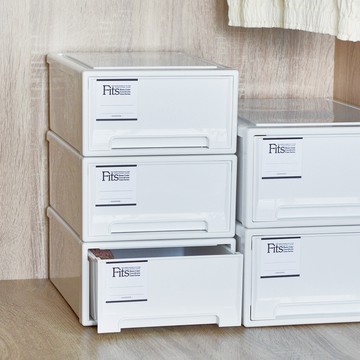 日本 天馬 Fits MONO純白系隨選22.4寬單層抽屜收納箱 3入