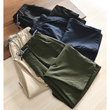 日單牛貨！速干透氣！外貿男裝尾貨春夏薄款松緊腰寬松純色休閑褲