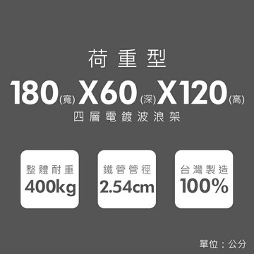 倉庫架/置物架 荷重型 180X60X120公分 四層電鍍(鎖管)波浪收納架 超強耐重 dayneeds