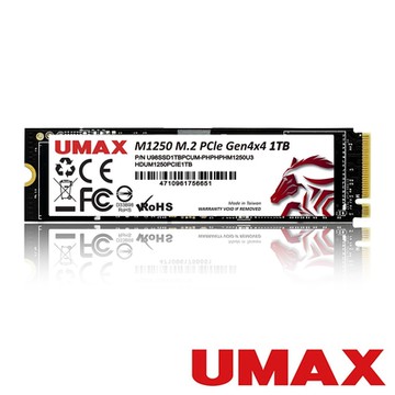 UMAX M1250 1TB M.2 PCIe SSD Gen4x4 固態硬碟
