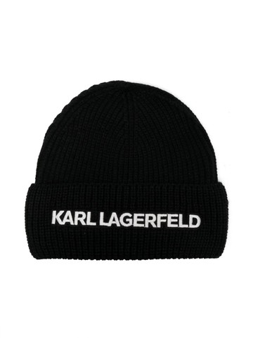 Karl Lagerfeld Kids - logo-embroidered ribbed beanie - kids - Acrylic - 3 - Black