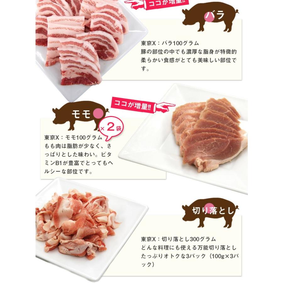 送料無料 TOKYO X 焼肉セット 800g 幻の豚肉 東京X トウキョウエックス 豚肉 肩ロース バラ モモ 業務用 食品 おかず お弁当 冷凍 子供 お取り寄せ お歳暮