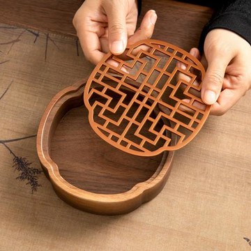 胡桃木壺承輕奢高檔茶盤小型功夫茶具配件儲水干泡臺家用瀝水茶托