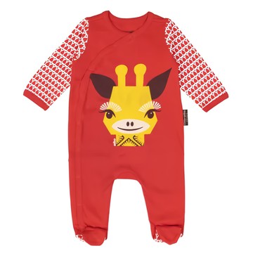 Coqenpate 乖乖睡套裝組 法國有機棉寶寶童趣連身兔裝 含同色寶寶帽  6m  長頸鹿