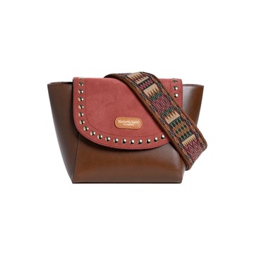 Varied百變換蓋真皮托特包 - 紅麂皮鉚釘