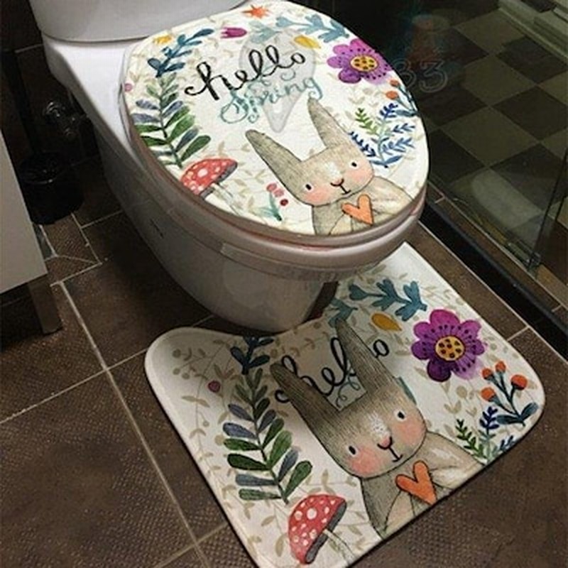 トイレマット可愛い三点セットカバーセット子供ホームうさぎa 通販 Lineポイント最大get Lineショッピング