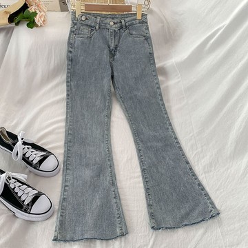 設計感小眾微喇牛仔褲女夏薄款新款春秋高腰顯瘦秋季喇叭褲子