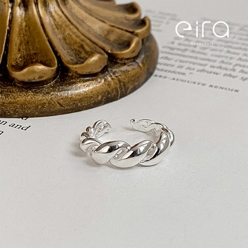 Eira Accessory 牛角包麻花捲戒指‧925純銀戒指‧可調式戒指‧韓系 戒指 簡約 中性 CKJZ0041A
