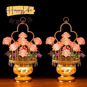 花盆花籃蓮花燈蓮花長明燈供佛燈佛前供佛燈佛宮燈荷花燈led插電 c7041