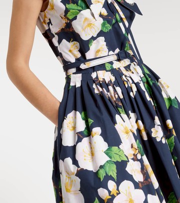 Oscar de la Renta Floral pleated cotton-blend midi dress