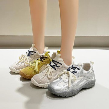 歐洲站復古德訓內增高阿甘鞋女2024新款夏季薄款網面潮流運動休閑