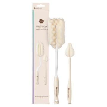 Green Finger BEBE GROW 奶瓶奶嘴海綿刷具組  1組  奶油白