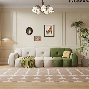 免運 開立發票 沙發 復古云朵布藝沙發客廳小戶型直排三人位美式奶油風網紅貓爪布沙發