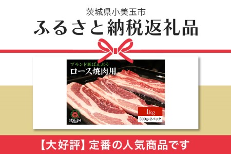 ブランド豚「ばんぶぅ」小分け ロース焼肉用 1kg（500g×2パック） 冷凍便 1キロ 豚肉 豚ロース 豚ローススライス肉 焼き肉用 やき肉用 やきにく用 ヤキニク用 薄切り肉 うす切り肉 ブタ肉 国産 茨城県産 ギフト プレゼント お祝い ４２－ＡＧ