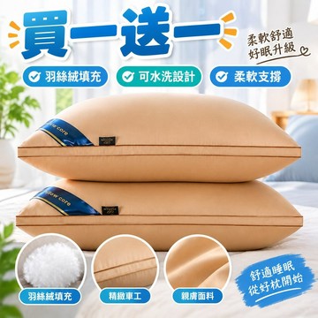 【買一送一】纖維枕 枕頭 可水洗枕芯 一對裝 送枕套 羽絲絨枕頭 五星級酒店 成人家用 枕頭 台灣製 枕頭套 飯店枕頭