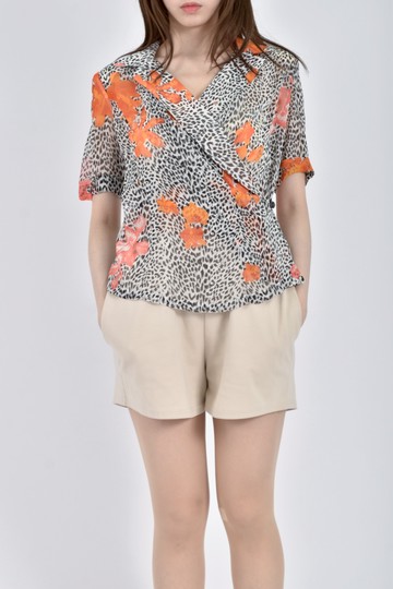 加購優惠(S) madeus雪紡豹紋黑色短袖上衣