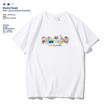 港風短袖男t恤潮牌ins趣味卡通印花休閑情侶裝夏季純棉寬松半袖