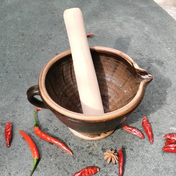 老式擂缽搗蒜器擂辣椒家用嬰兒擂米糊研磨器擂茶缽磨藕陶瓷搗碎器