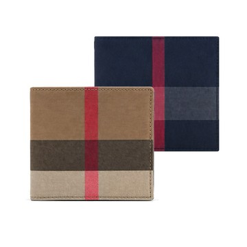 [平輸版]BURBERRY 經典格紋帆布對開8卡短夾(任選)真品平輸