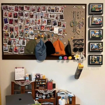 氈展示板 毛氈留言板 毛氈板裝飾 裝飾牆 毛氈板 配件 毛氈板飾品牆 免打孔臥室飾品帽子眼鏡展示牆 收納牆貼