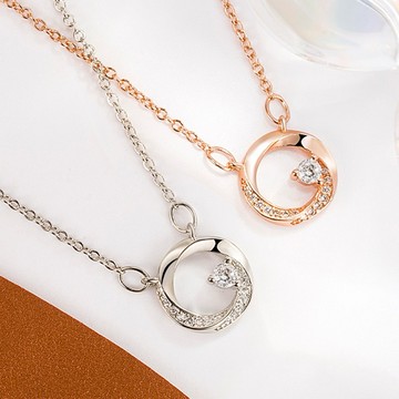 Sweet Air Y25 日韓流行時尚項鍊 雜誌推薦款 莫比烏斯環點綴鋯石 項鍊 頸鏈