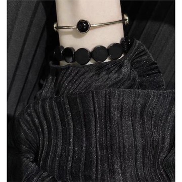 三石家 不撞款老朋友黑瑪瑙石扁珠手鏈手編手繩