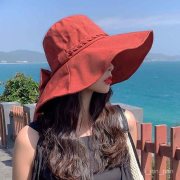 🔥臺灣出貨🔥【1382人收藏】夏季遮陽防曬帽子女遮臉戶外太陽帽可折疊洋氣時尚大帽簷漁夫帽