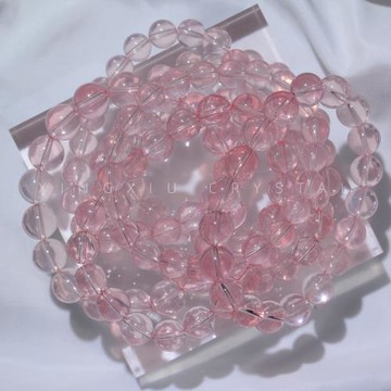 莫桑比克星光粉色芙蓉石飾品手鏈