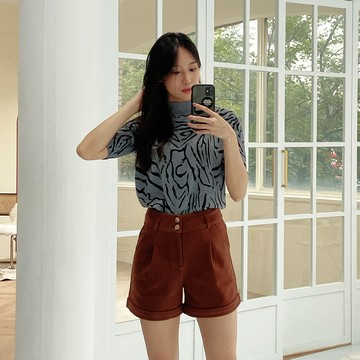 【官網限定】HONOR毛呢摺線立體短褲