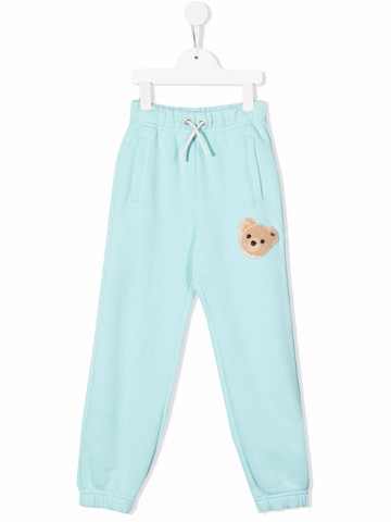 Palm Angels Kids - bear-motif track pants - kids - Cotton/Cotton/Polyester/Wool/Acrylic - 10 - Blue