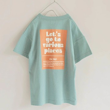 日本 BRANSHES - 清爽標語短袖上衣-方形logo-淺綠