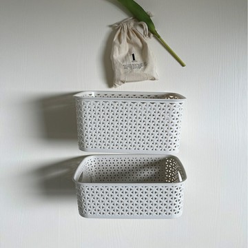 編織收納籃 疊加收納盒 多尺寸/S號長方高 無印風 台灣製