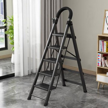 【AOTTO】 免組裝安全扶手五步碳鋼折疊梯(工作梯 人字梯 直梯 伸縮梯 鋁梯 梯子 折疊梯 工作梯)