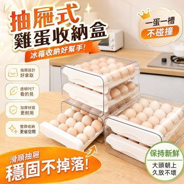 特賣【雞蛋收納盒】抽屜式蛋盒 可疊加 透明雞蛋盒 保鮮收納盒 裝蛋 透明可視 保鮮盒 雞蛋放置盒 雞蛋托 蛋架 冰箱收納