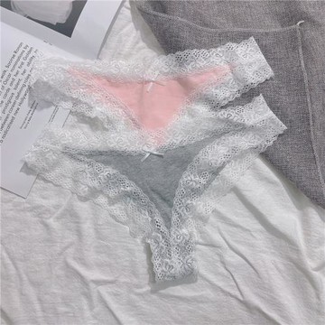 夏季新款低腰蜜桃臀夢幻少女蕾絲邊內褲女鏤空半臀三角褲舒適