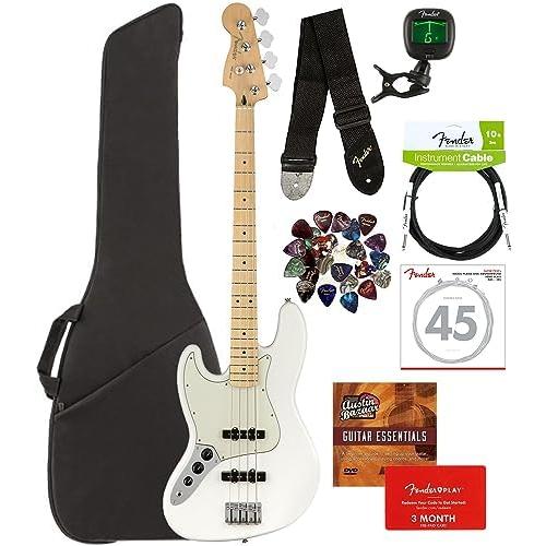 フェンダーPlayer Jazz Bass Left-Handed Electric Guitar Polar White Bundle with