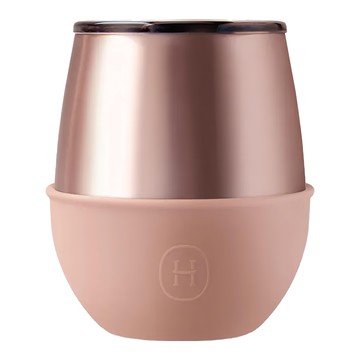 HYDY 隨行杯 Delicia Collection 粉金杯-拿鐵矽膠套 240ml 雙層保溫杯  拿鐵蜜粉金  1個