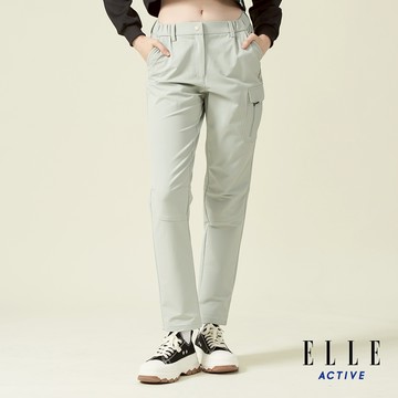 【ELLE ACTIVE】女款 四面彈多口袋平口休閒長褲-淺灰色 (EA24A2W3403-93)