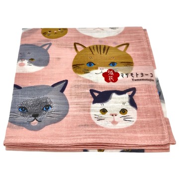 山本仁商店 貓咪 風呂敷 便當包巾 100%亞麻 42x42cm  1個  1入